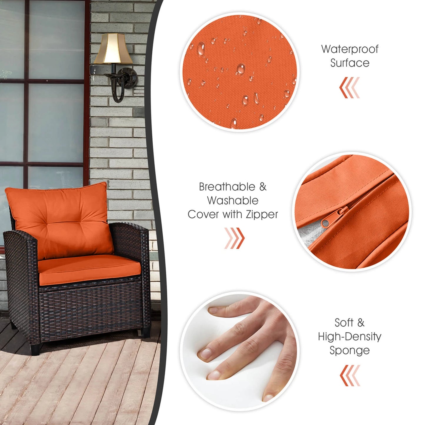 HOMASIS 3-Piece Patio Rattan Sofa Set