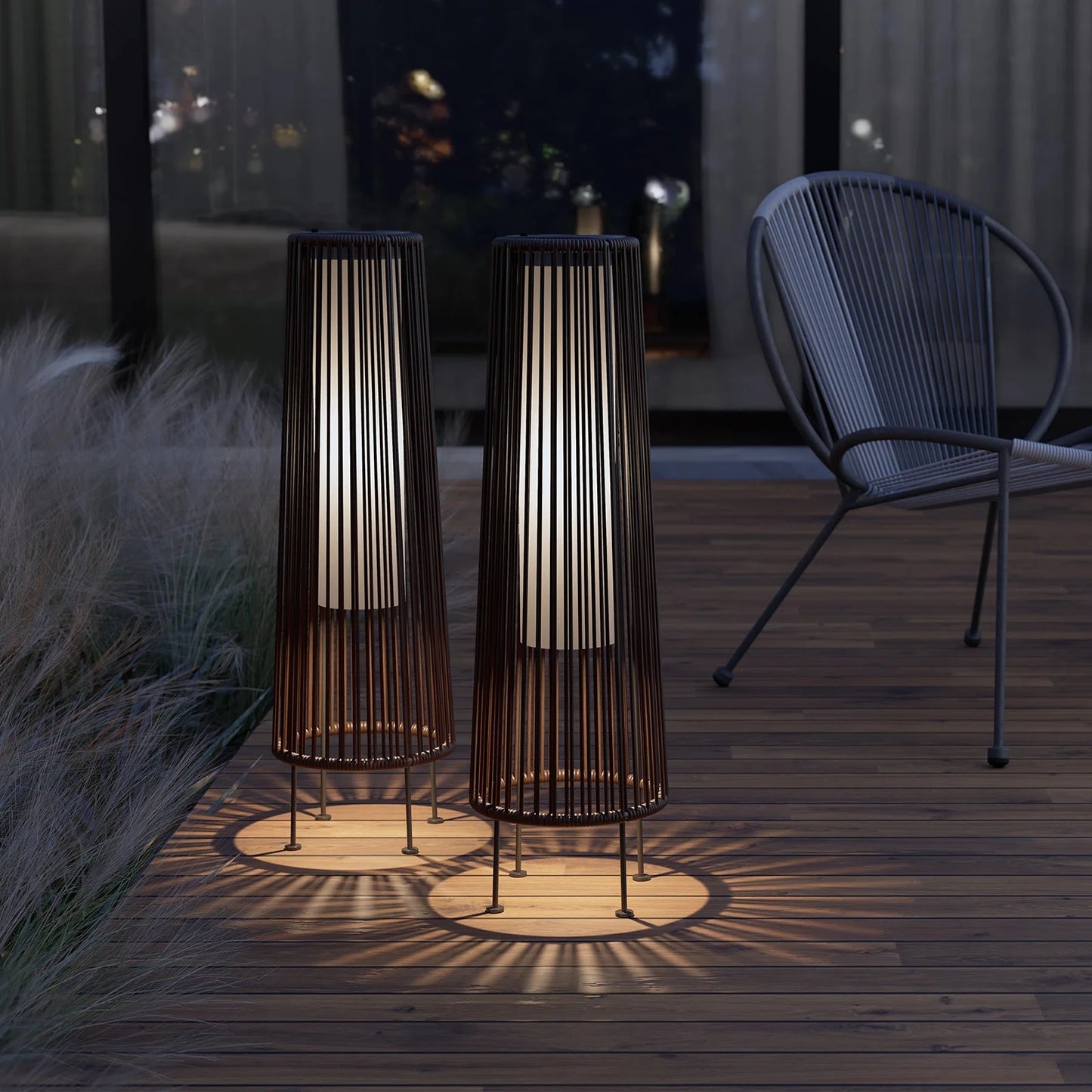 Grand Patio Two Piece Floor Solar Light Outdoor Wicker Lamp