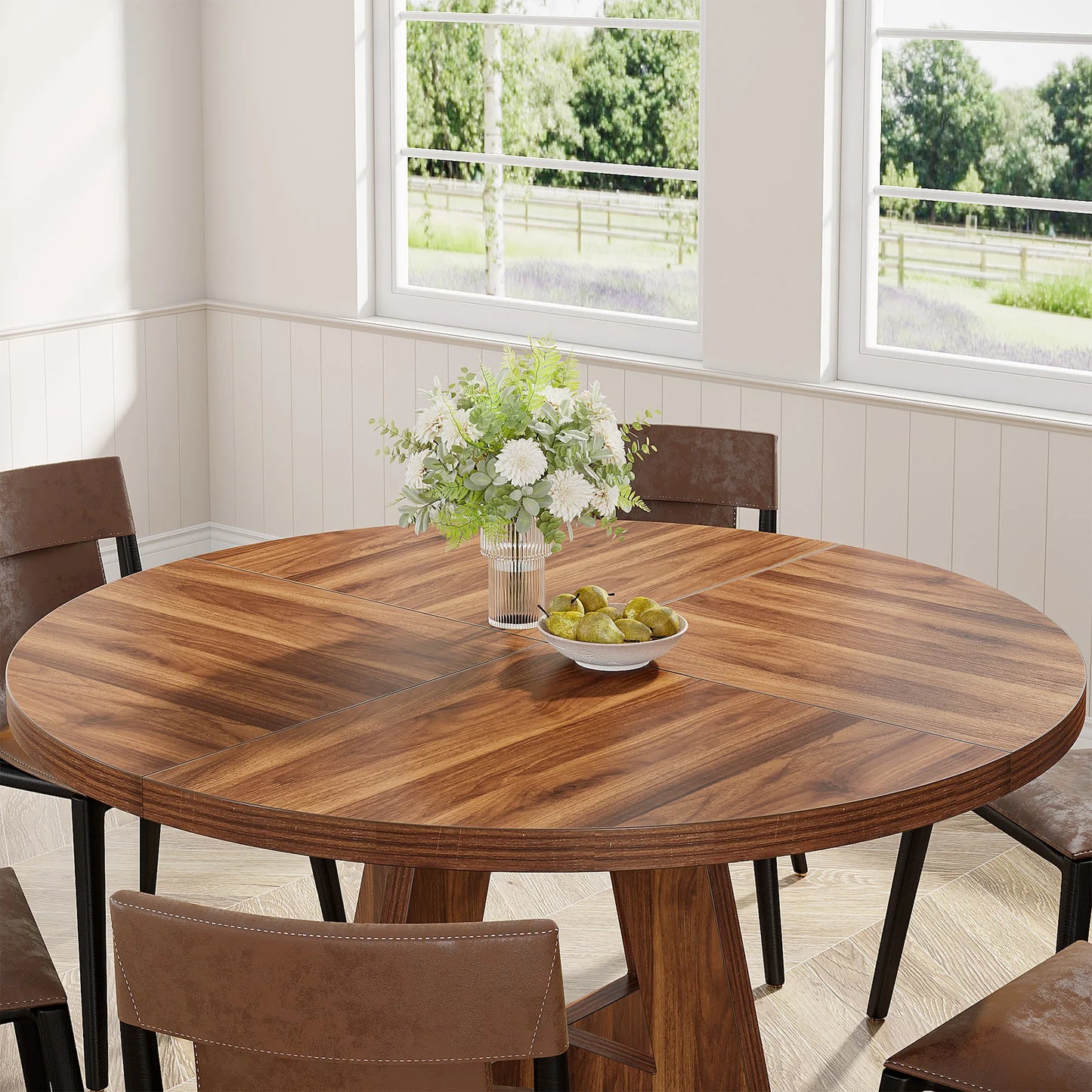 Tribesigns Round Dining Table For Four Farmhouse Kitchen