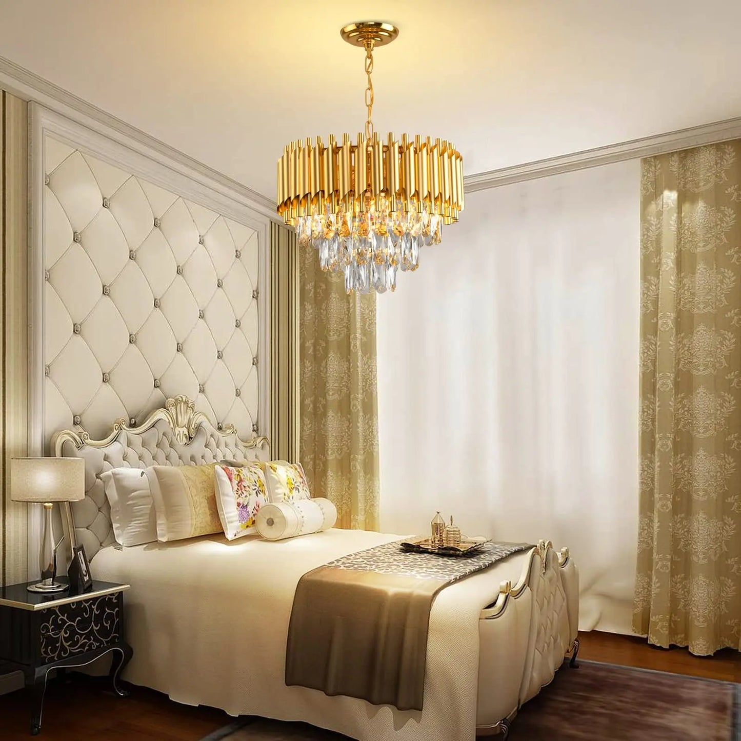 Three Tier K9 Crystal Chandelier Modern Finish For Dining Room