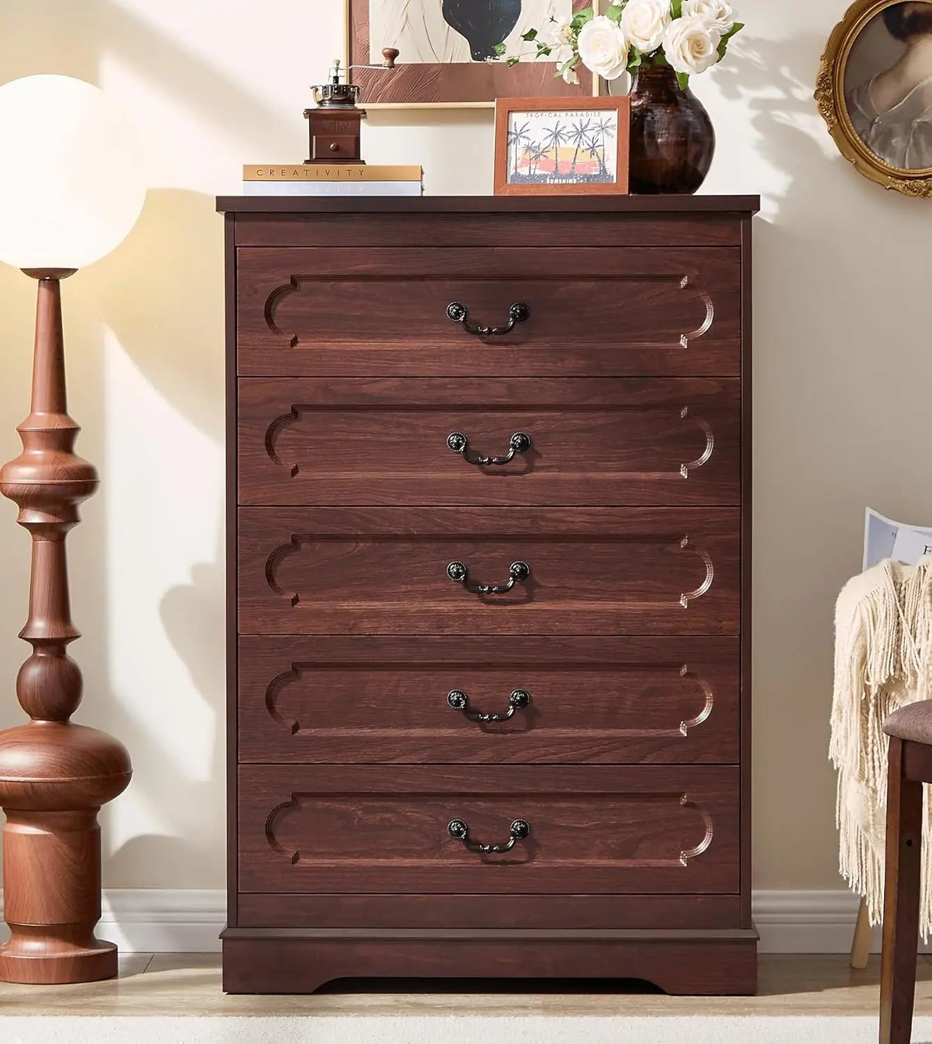 Farmhouse Cherry Wood Dresser Chest Of Drawers Rustic Style