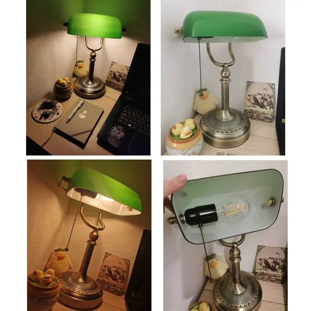 Newrays Banker Style Plug-In Table Lamp With Zipper Switch