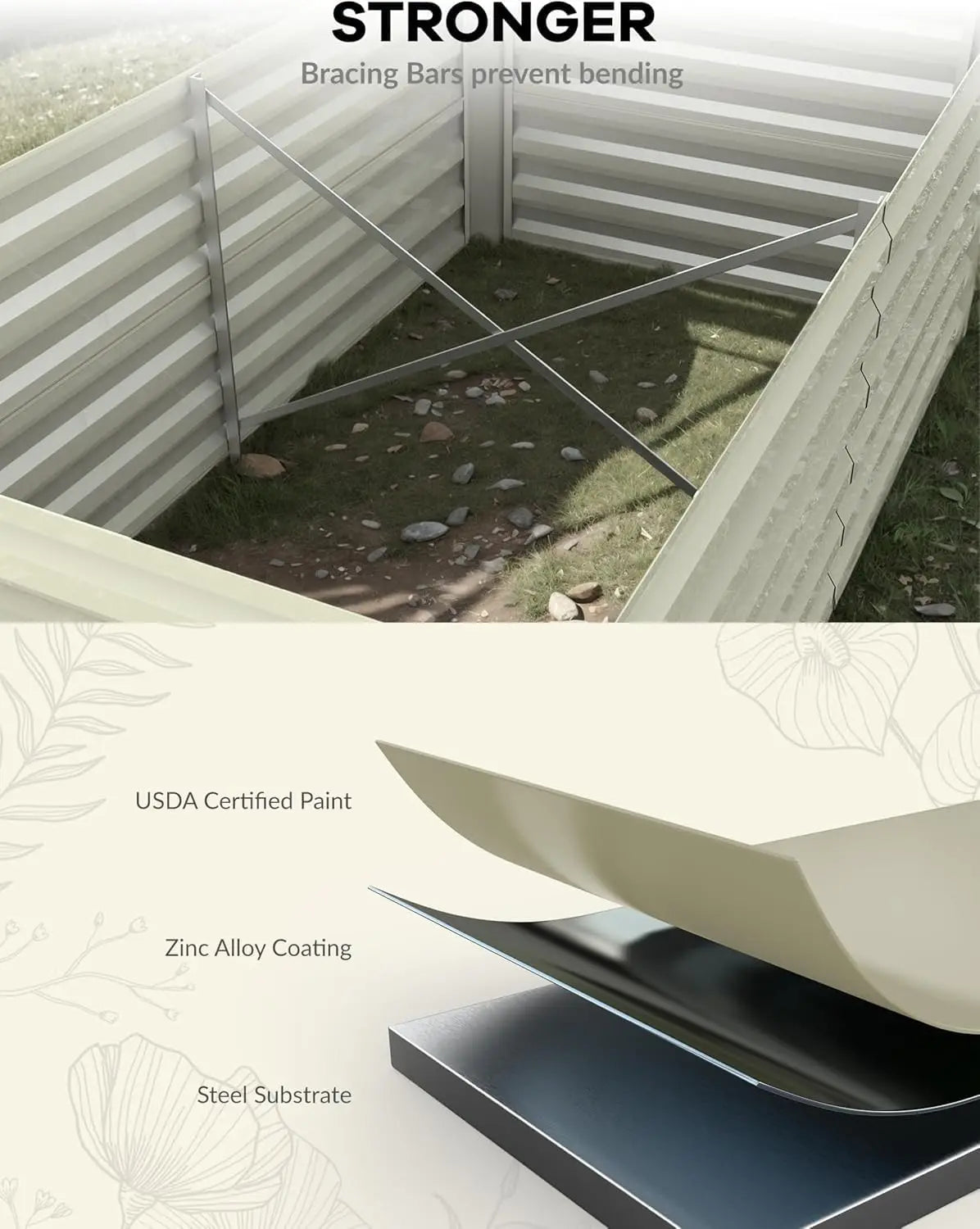 TWISTER.CK Galvanized Raised Garden Bed Kit For Vegetables And Herbs