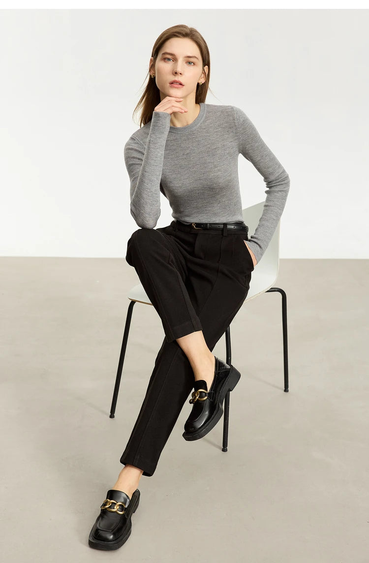 AMIICN Minimalism Women Sweater Slim Fit Turtleneck Warm Knit