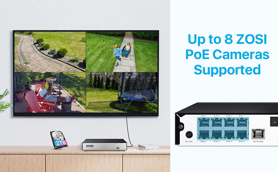 ZOSICTV 4K 8MP POE Surveillance Kit 8CH AI NVR System