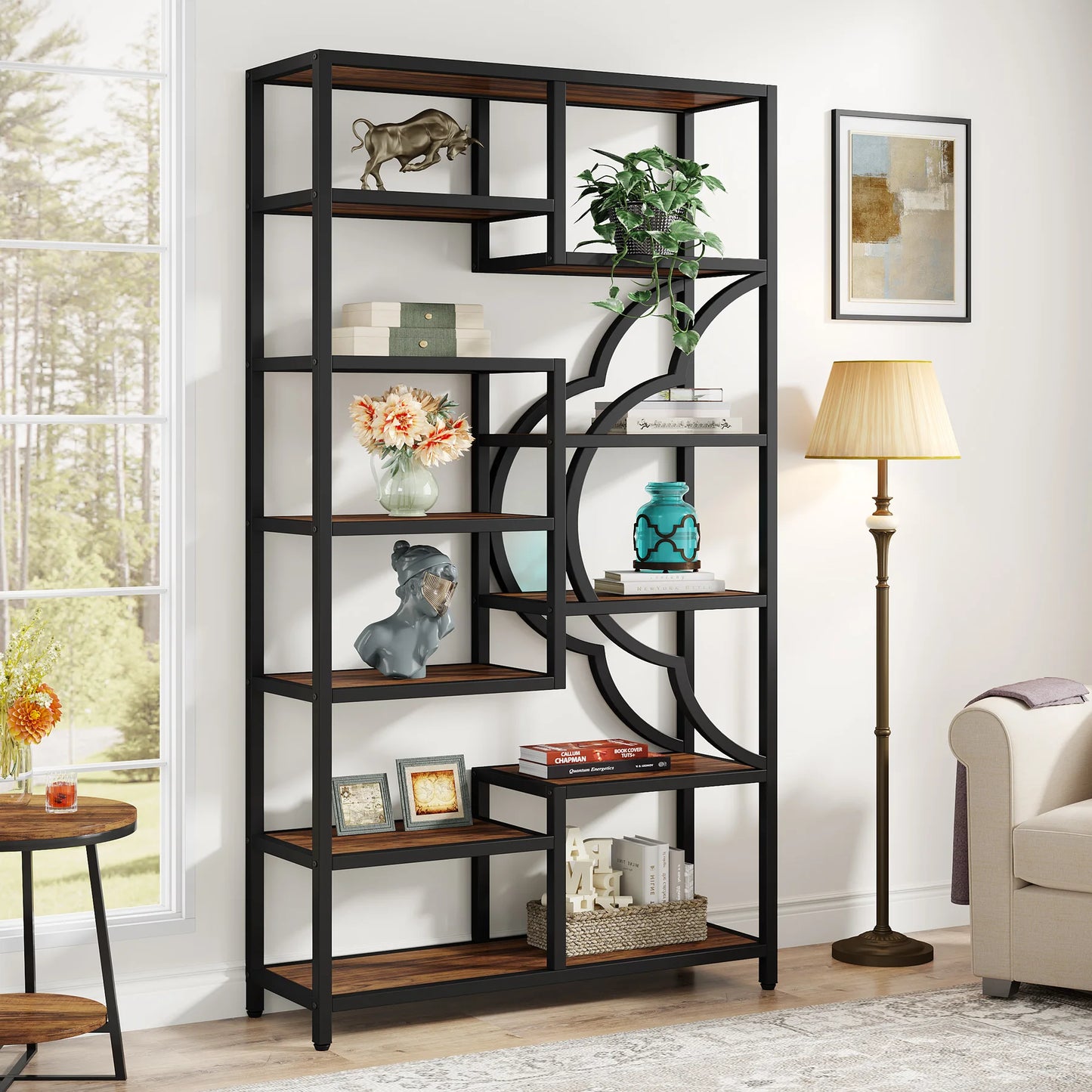 Tribesigns Industrial 5 Tier Etagere Bookcase Freestanding Organizer