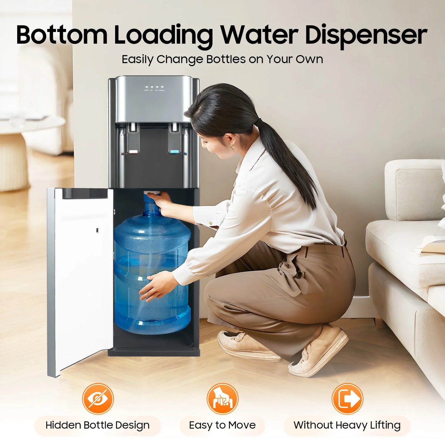 F880 Bottom Loading Water Dispenser With Heating And Cooling