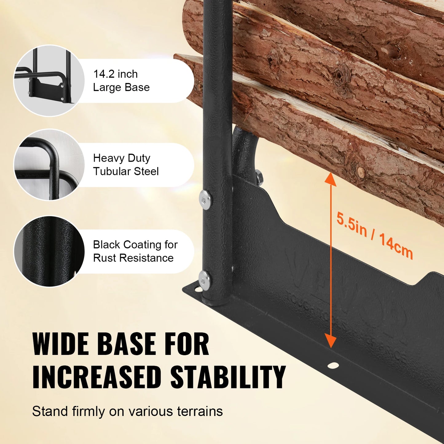 SucceBuy Outdoor Firewood Rack With Waterproof Cover Heavy Duty Holder