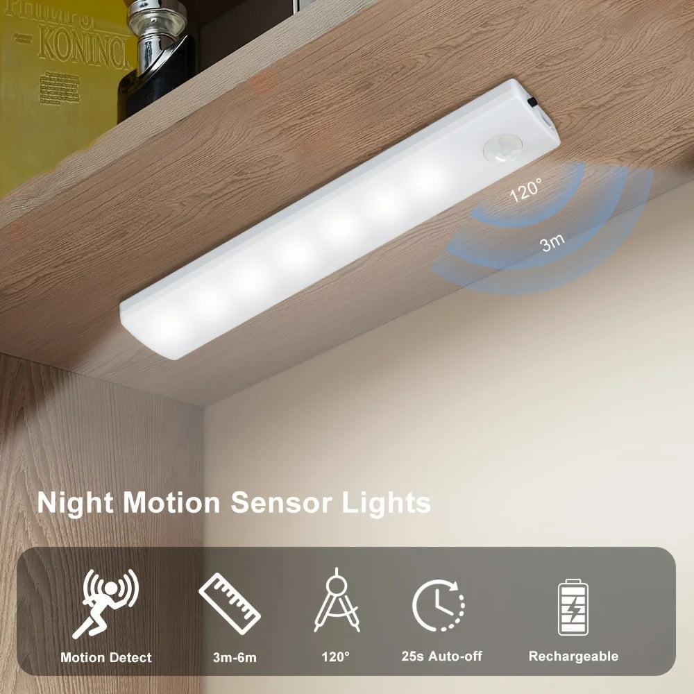 6 Pack Motion Sensor Lights USB C Rechargeable Magnetic Closet Lights
