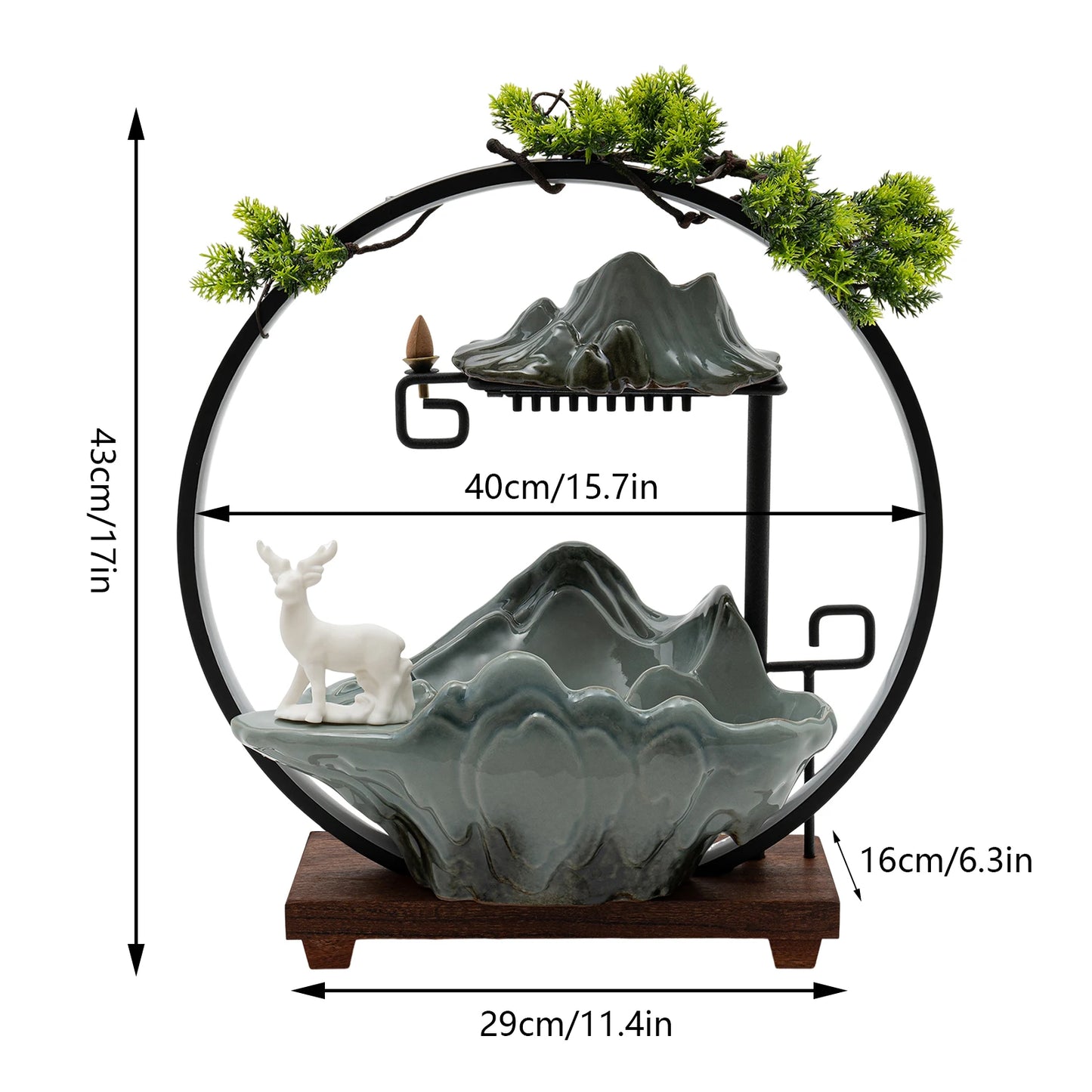 Tabletop LED Fountain Lights Rockery Waterfall For Home Office Decor