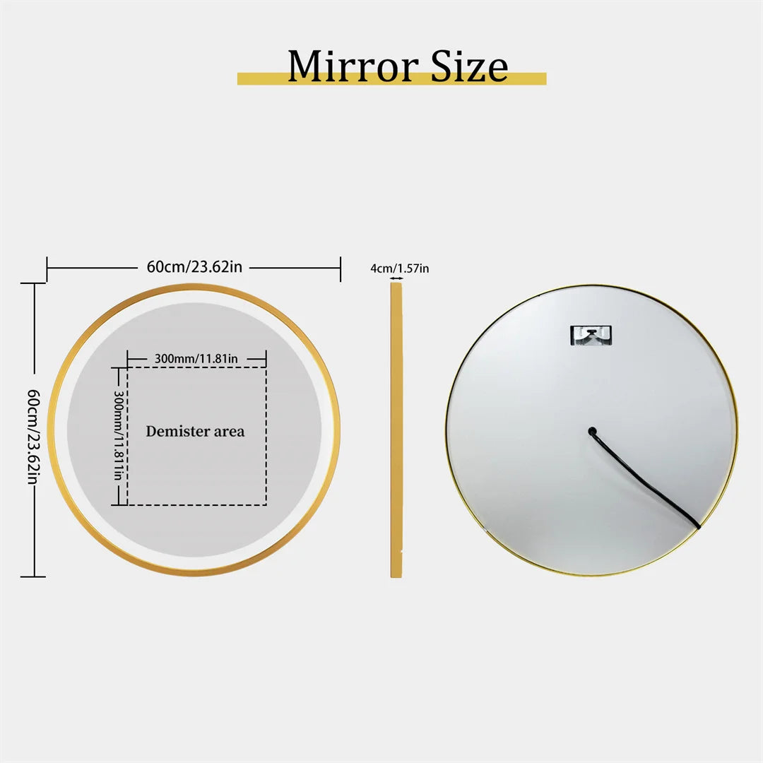 LUVODICRI Waterproof LED Bathroom Mirror With Defog 3 Color Dimming