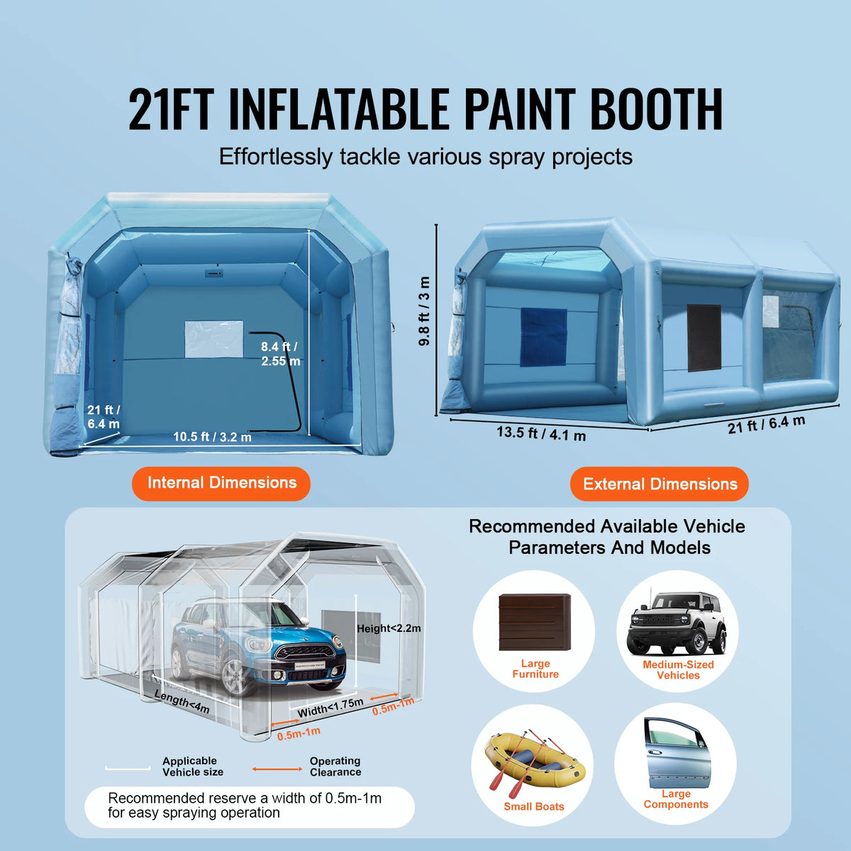 Inflatable Paint Booth With Powerful Blowers And Air Filter System