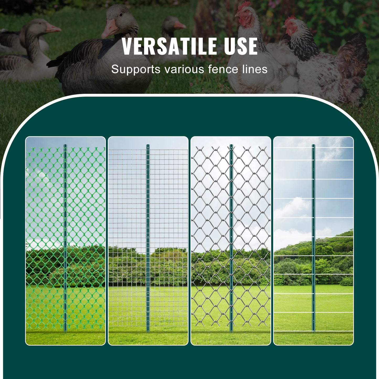 SucceBuy Heavy Duty Q235 Carbon Steel Fence Post Set Outdoor