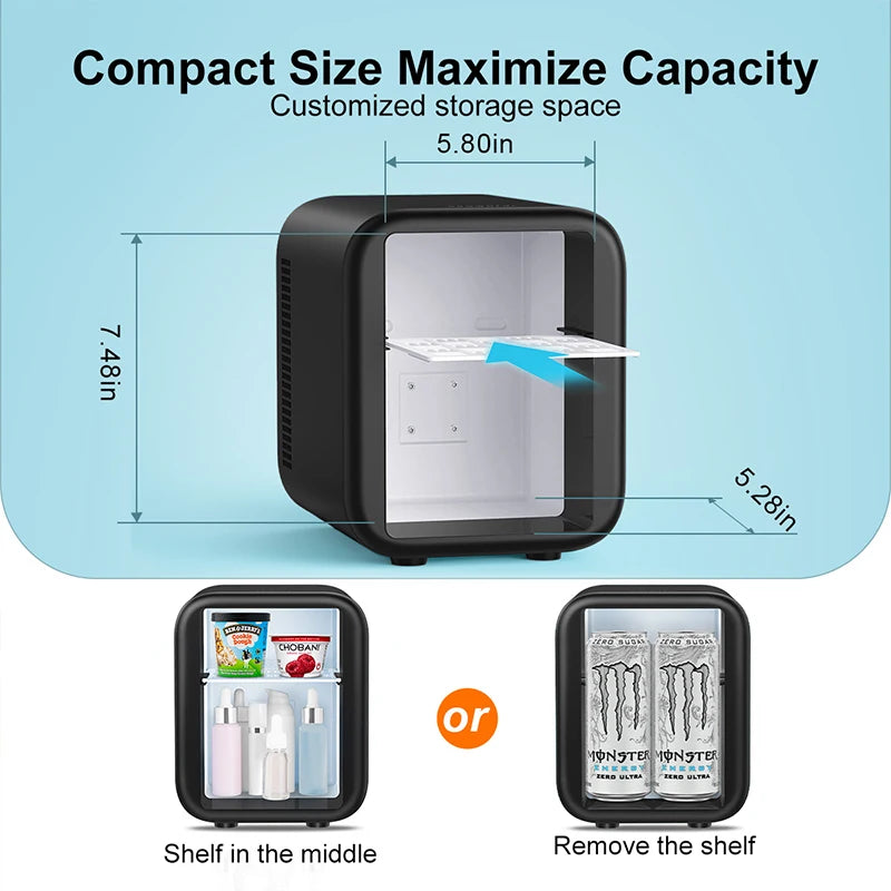 Crownful Mini Fridge for Beauty and Skincare Portable Car and Home