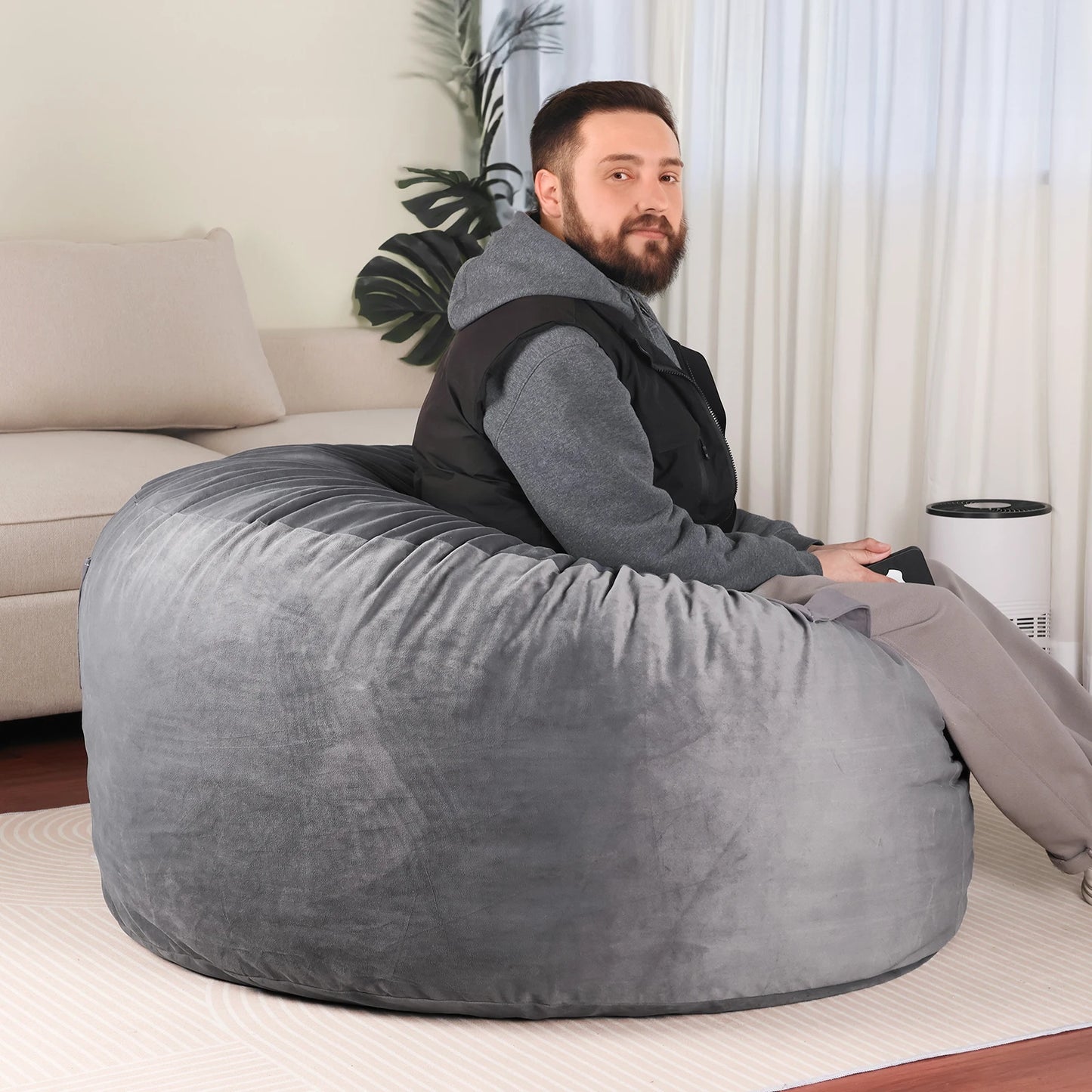 Bean Bag Chair With Removable Washable Cover For Living Room
