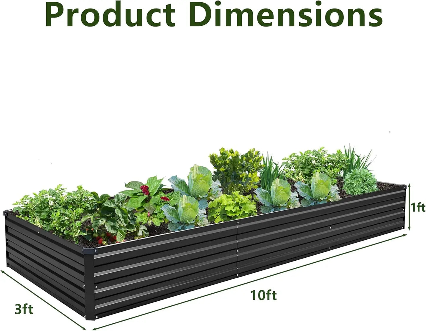 Galvanized Steel Raised Garden Bed Kit for Vegetables and Herbs