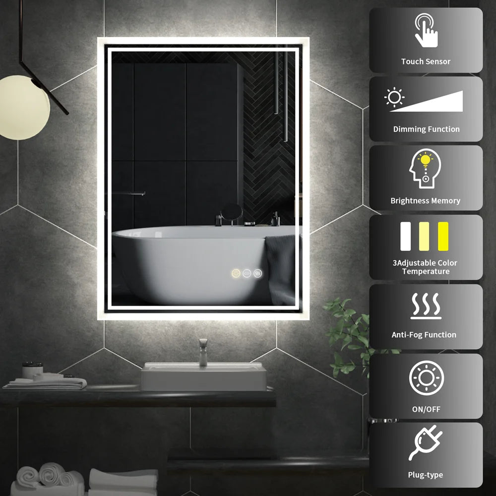 LUVODI Illuminated LED Backlit Bathroom Mirror Frameless Defog