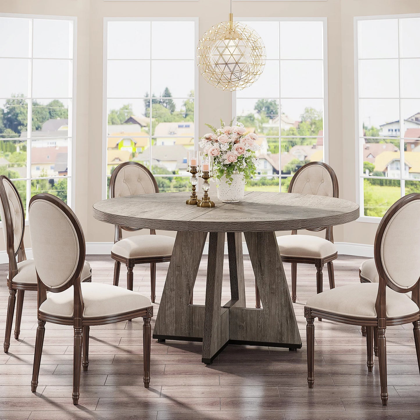 Tribesigns Round Dining Table For Four Farmhouse Kitchen