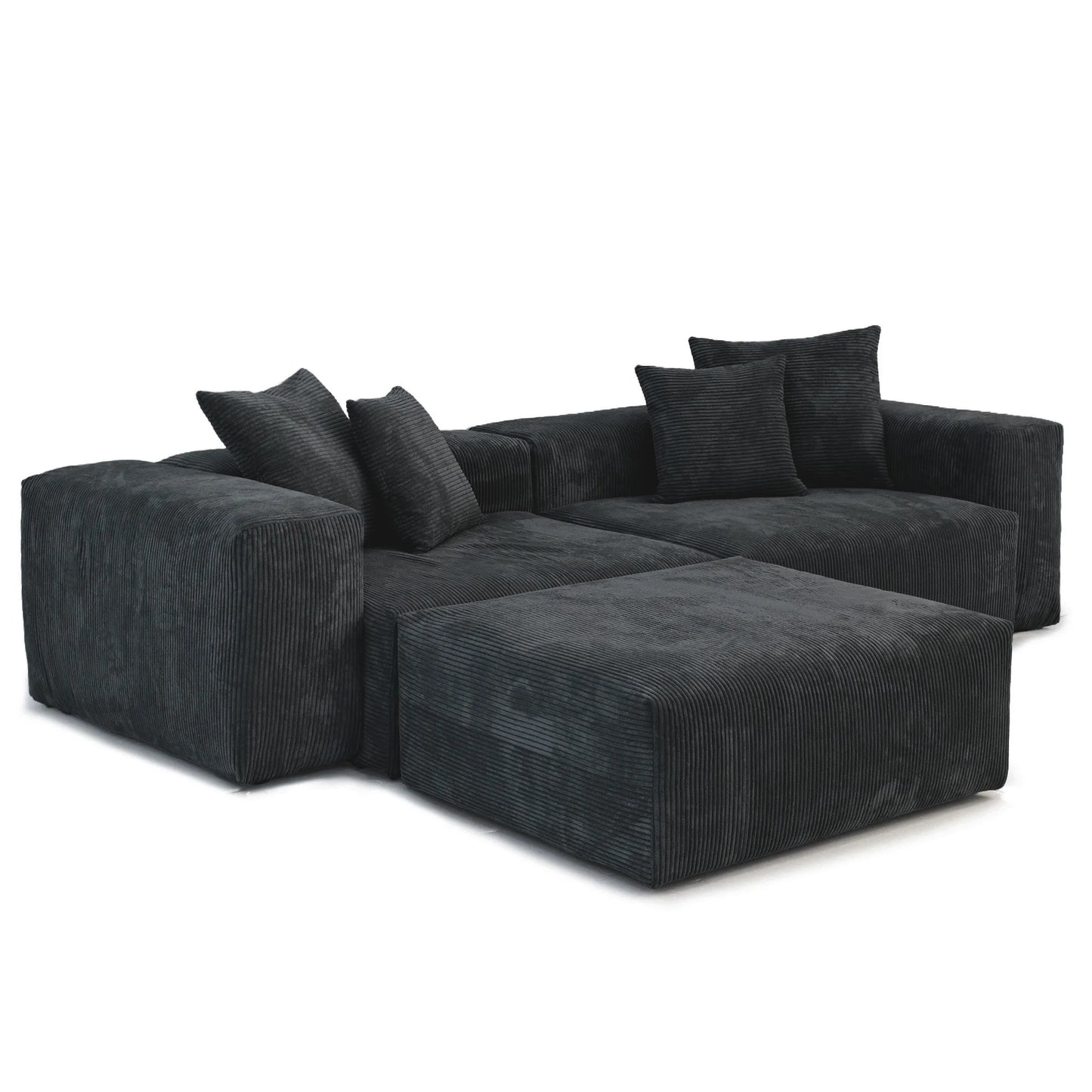 Sdorens Modern Corduroy Sectional Sofa With Chaise