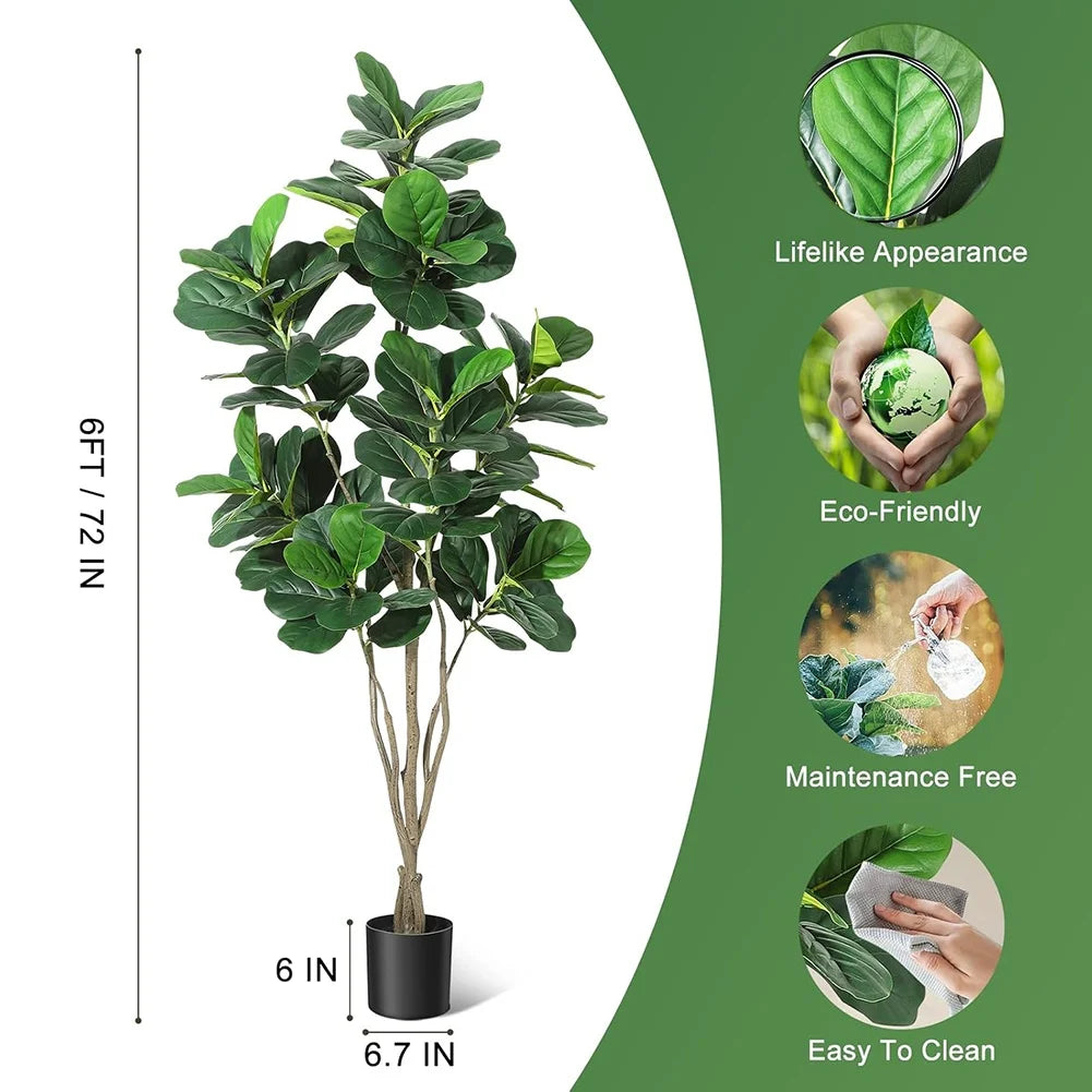 HiMISSCN Fiddle Leaf Fig Artificial Tree For Home Decor With Pot