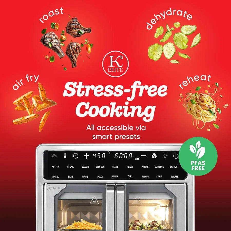 LISM Kitchen Elite French Door Air Fryer Oven LED Display
