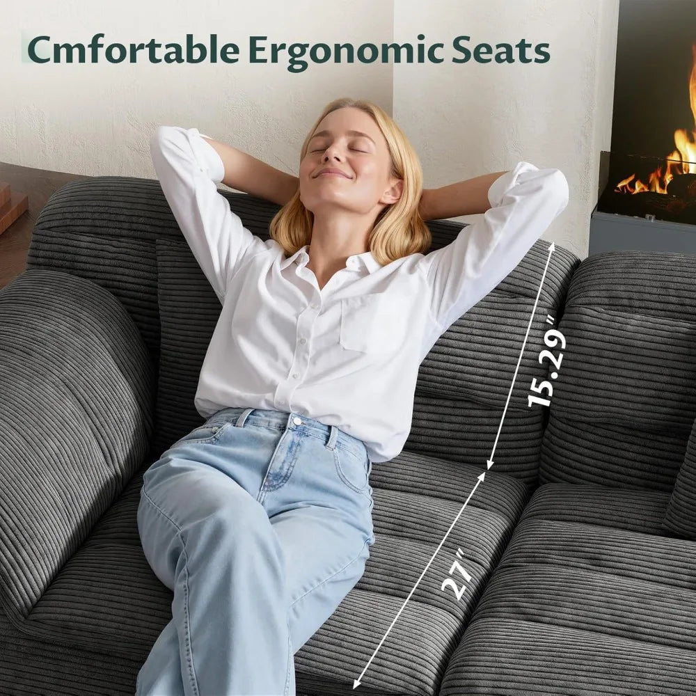 ZHUXIANG Corduroy Deep Seats Loveseat Sofa