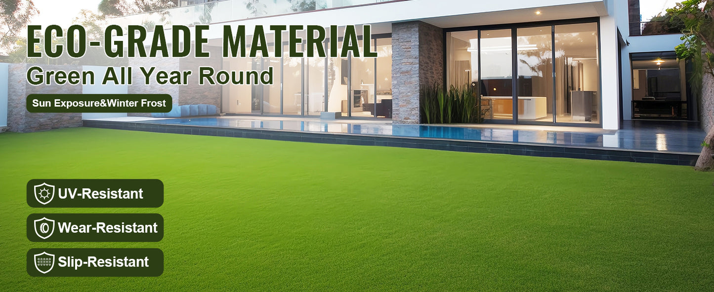 SucceBuy Artificial Grass Rug Outdoor Turf Door Mat Drainage Holes