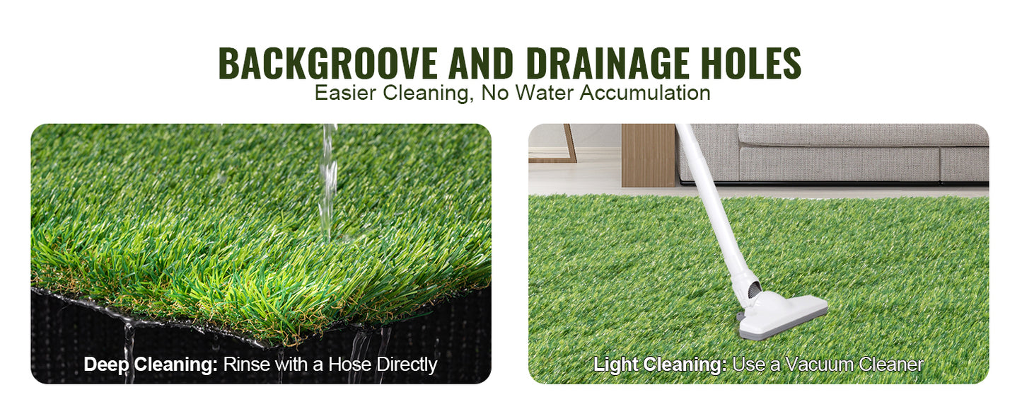 SucceBuy Artificial Grass Rug Outdoor Turf Door Mat Drainage Holes