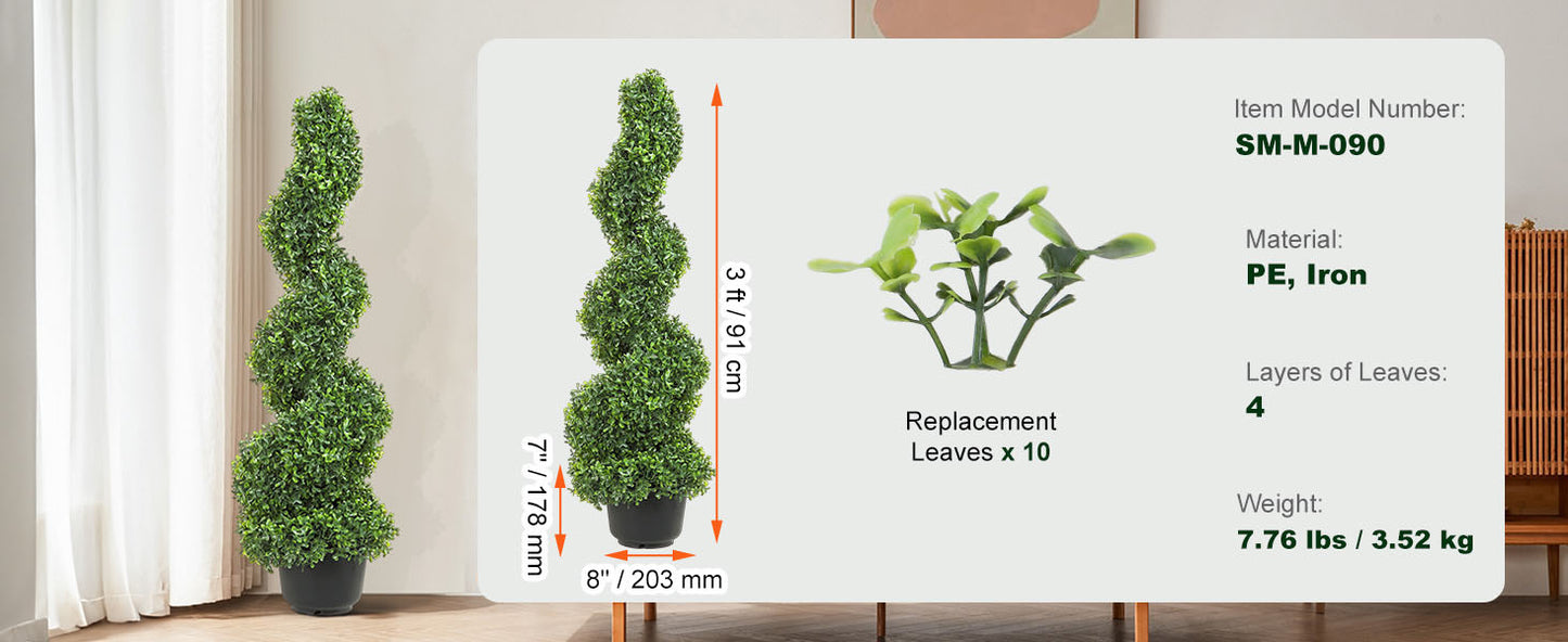 Artificial Boxwood Tower Topiary Spiral Plant For Outdoor Decor