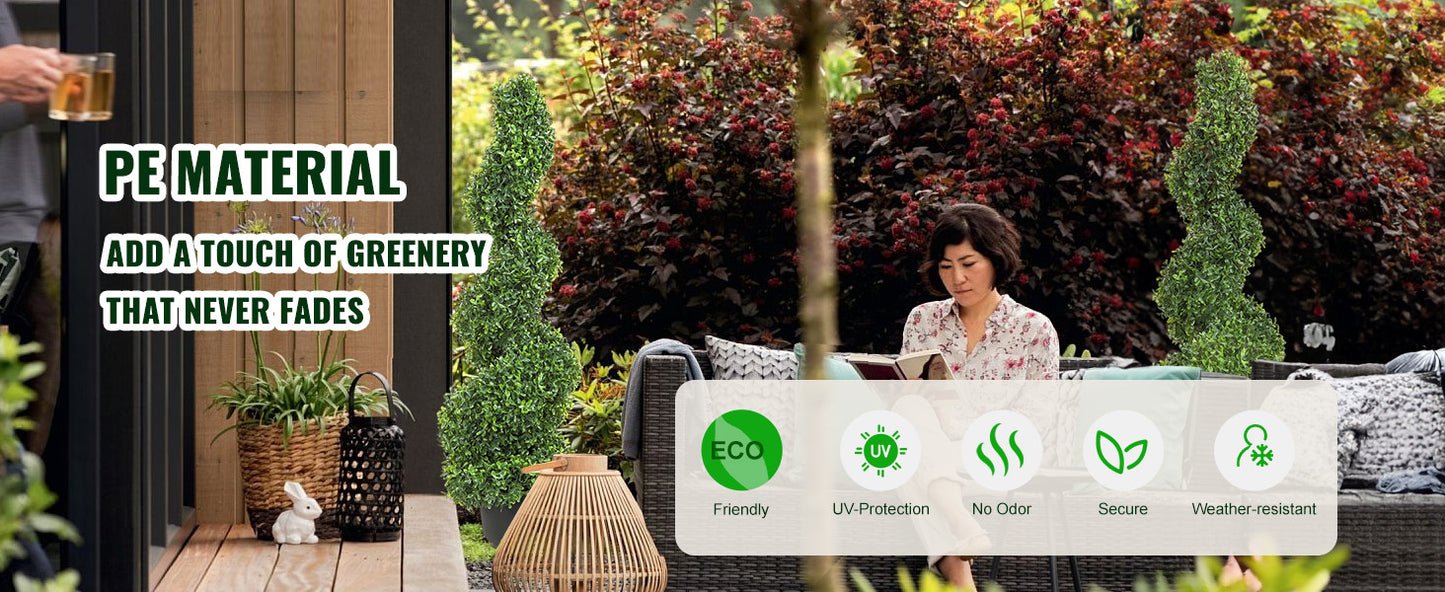Artificial Boxwood Tower Topiary Spiral Plant For Outdoor Decor