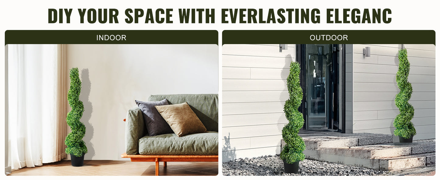 Artificial Boxwood Tower Topiary Spiral Plant For Outdoor Decor