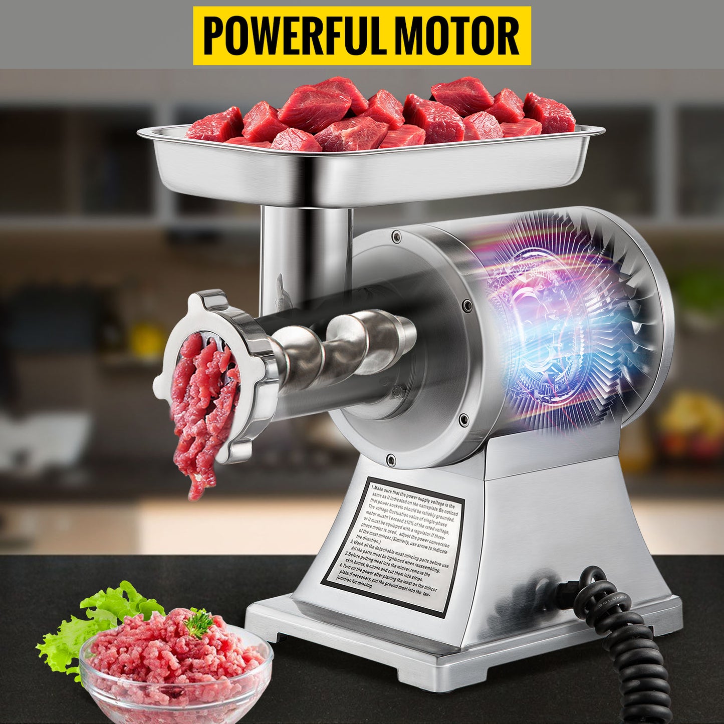 SucceBuy Electric Meat Grinder Mincer For Commercial Kitchens