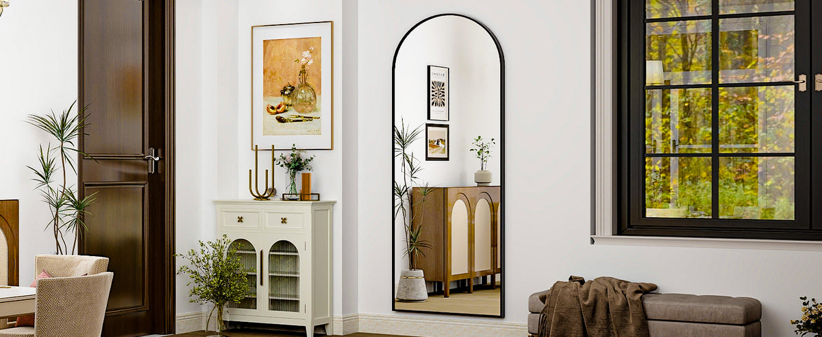 HARRITPURE Floor Mirror With Aluminum Frame For Living Room