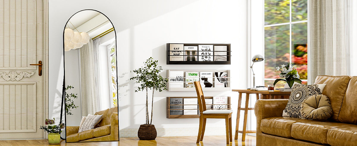 HARRITPURE Floor Mirror With Aluminum Frame For Living Room