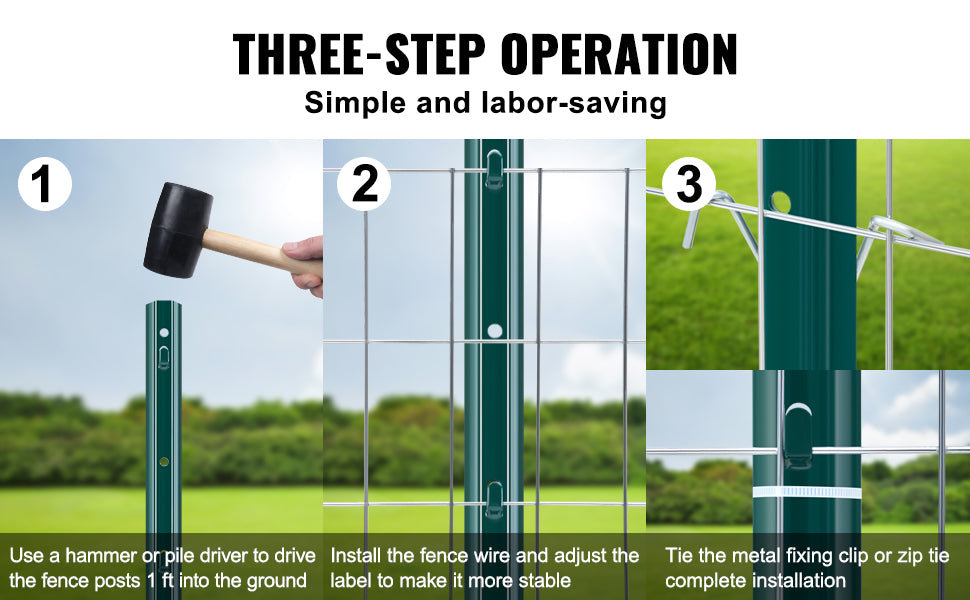 SucceBuy Heavy Duty Q235 Carbon Steel Fence Post Set Outdoor