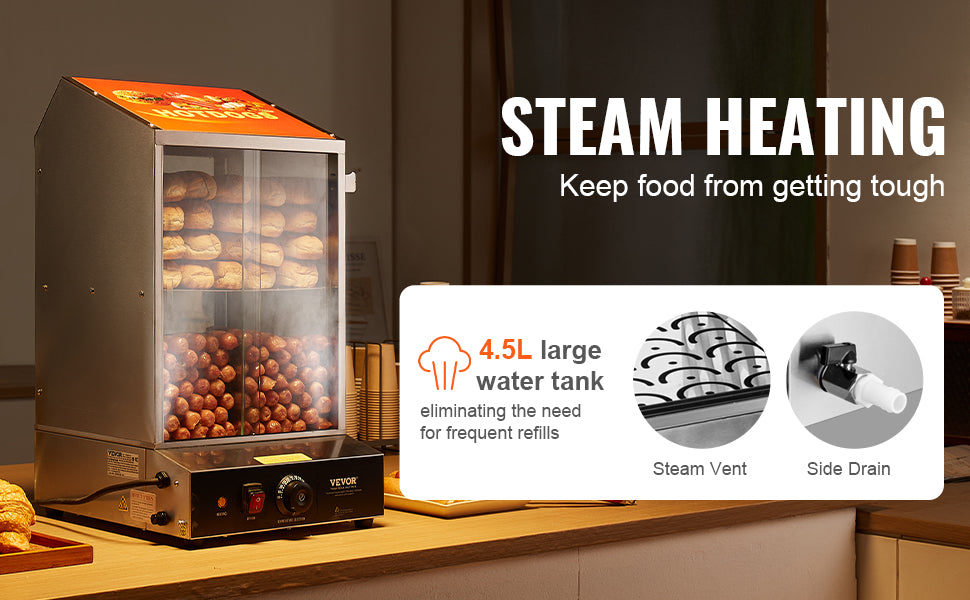 SucceBuy Two Tier Hot Dog Steamer With Temperature Control