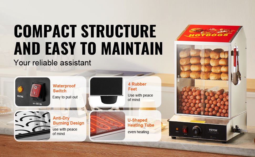 SucceBuy Two Tier Hot Dog Steamer With Temperature Control