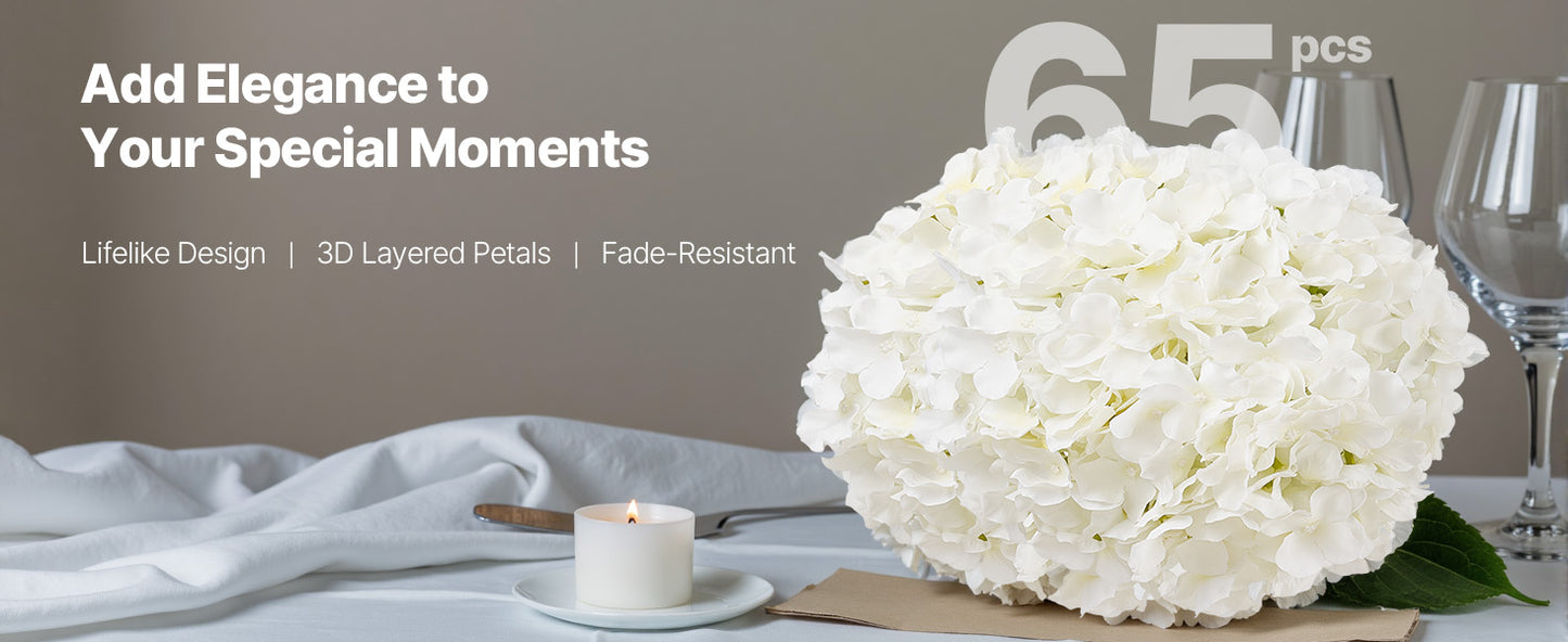 SucceBuy Silk Hydrangea Bouquet Artificial Flowers for Weddings
