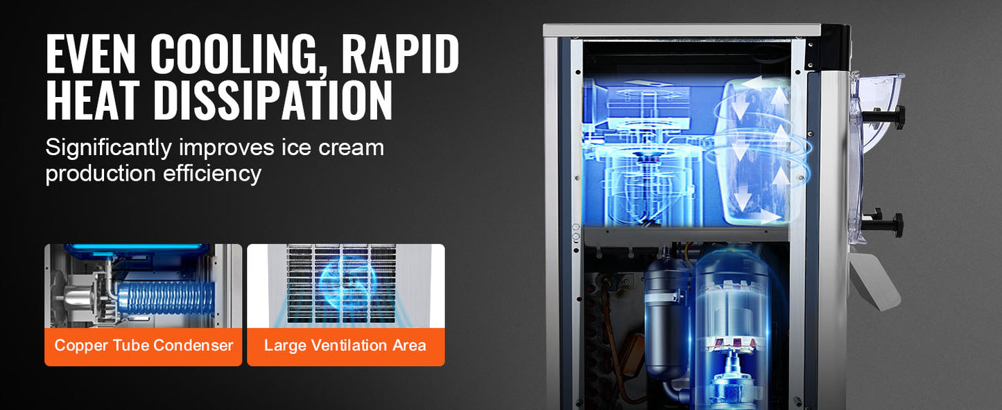 SucceBuy Commercial Ice Cream Machine Single Flavor Countertop