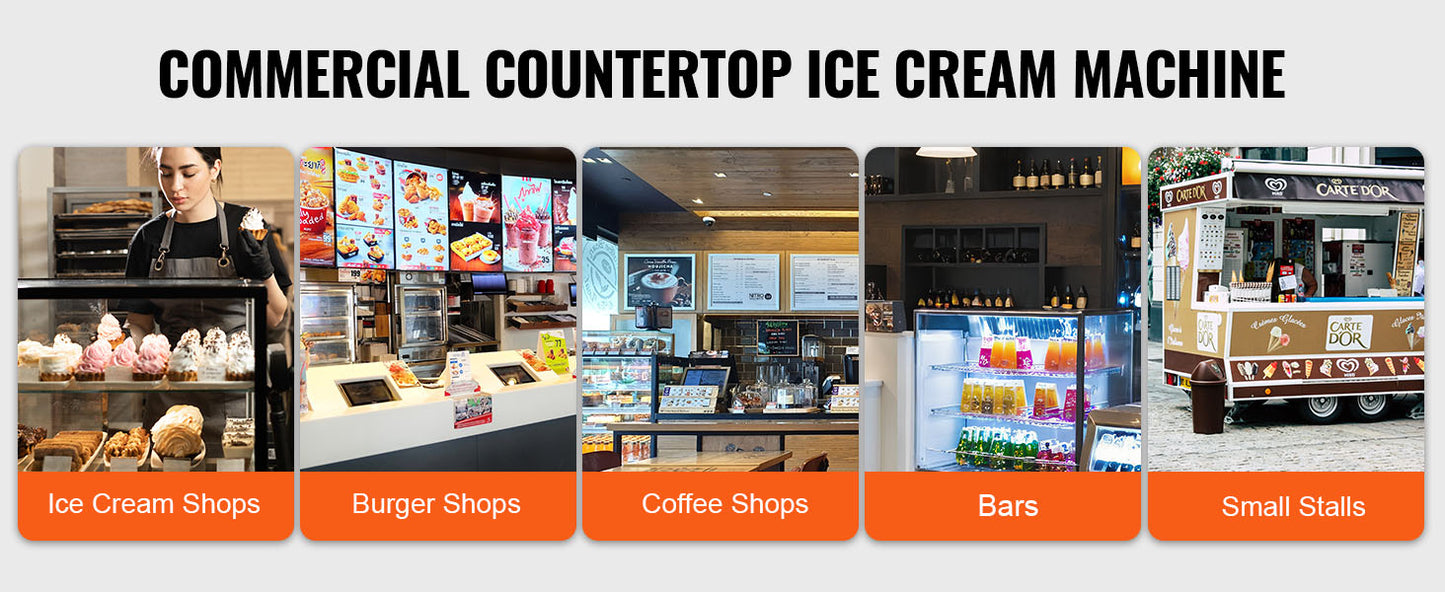 SucceBuy Commercial Ice Cream Machine Single Flavor Countertop