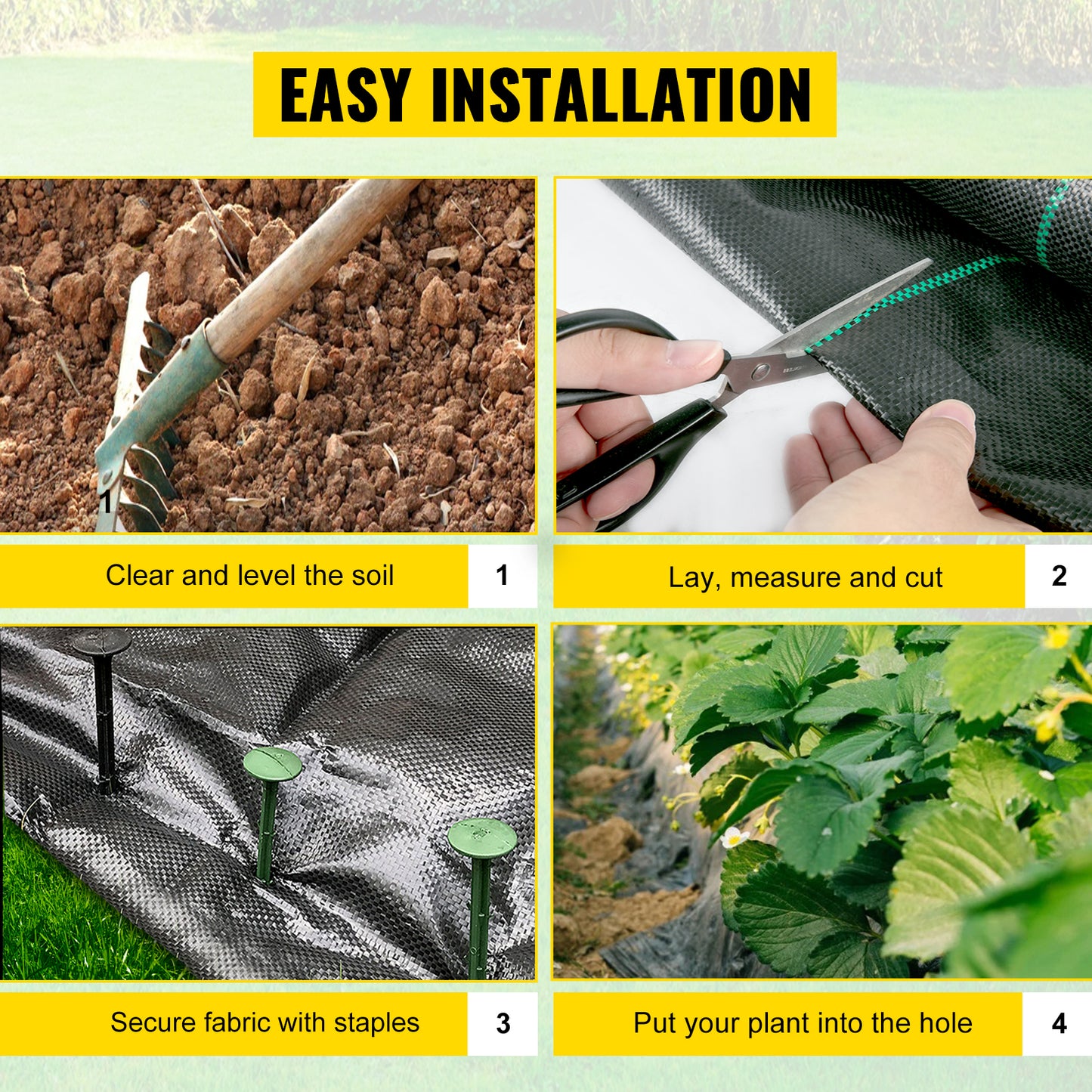 SucceBuy Landscape Fabric Geotextile Durable Ground Cover Weed Barrier 1.5oz